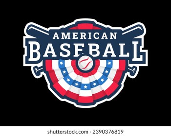 American baseball, logo, emblem on a dark background.