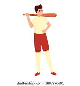 American baseball player icon. Cartoon of american baseball player vector icon for web design isolated on white background