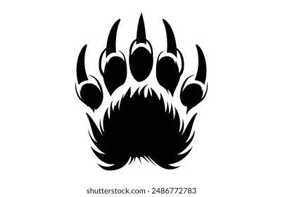 American Bear Claw Vector Silhouette, Bear Paw Clip art black Silhouette