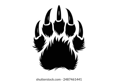 American Bear Claw Vector Silhouette, Bear Paw Clip art black Silhouette