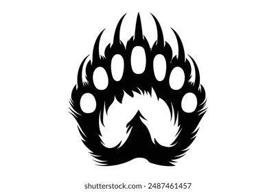 American Bear Claw Vector Silhouette, Bear Paw Clip art black Silhouette