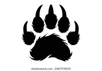 American Bear Claw Vector Silhouette, Bear Paw Clip art black Silhouette