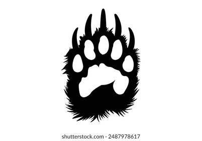 American Bear Claw Vector Silhouette, Bear Paw black Silhouette Clip art 