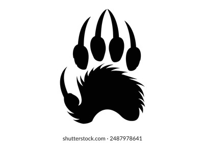 American Bear Claw Vector Silhouette, Bear Paw Clip art black Silhouette