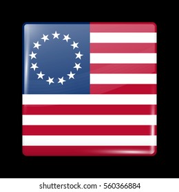 American Betsy Ross Flag. Glossy Icon Square Shape. This is File from the Collection Flags of North America