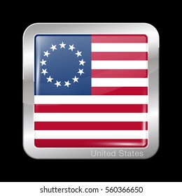 American Betsy Ross Flag. Metal Icon Square Shape. This is File from the Collection Flags of North America