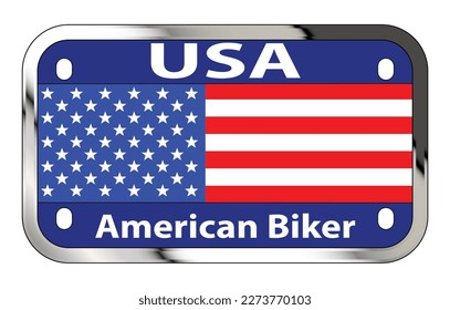 American Biker USA motorcycle license plate over a white background