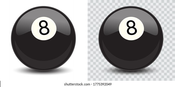 American Billiard. Eight Ball. Pool. Isolated on transparent background. Vector.