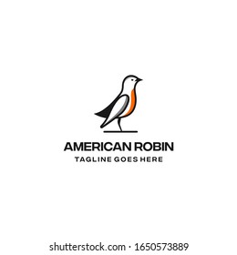 Icono de diseño del logotipo de pájaro. Diseño del logo del contorno de pájaro robbin americano.