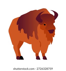 Bisão Americano - Ilustração de Design Plano Colorido