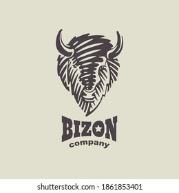 Amerikanisches Bison-Kopfzeichen im klassischen Gravierstil. Vektorgrafik für Ihr Sportteam Corporate Identity, Vintage Jagd Illustration, amerikanisches Logo und so weiter. 