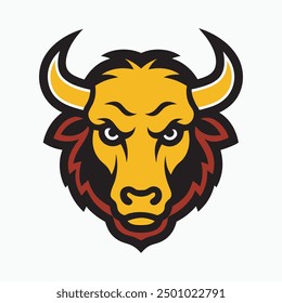 American bison head logo Vector illustration white background