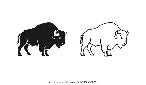 American Bison Iconic Silhouette Design Vector