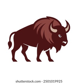 American Bison simple elegant white background Bison animal vector and illustration.