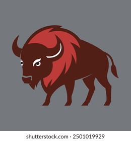 American Bison simple elegant white background Bison animal vector and illustration.