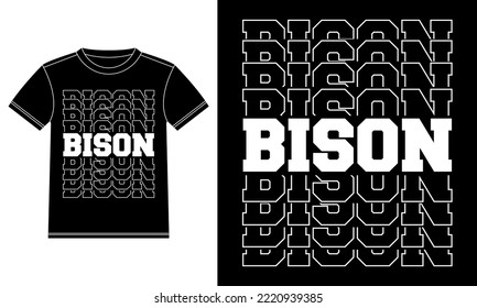 American Bison Typography T-shirt Bison On Board
