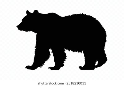 American Black Bear Silhouette, Bear Walking Vector Black Clipart