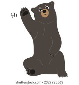 American Black Bear Single cute 36, vector illustration