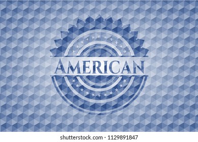 American blue polygonal badge.