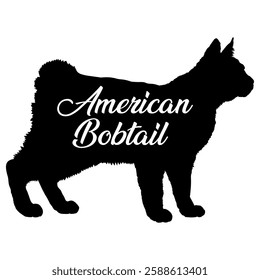 American Bobtail. cat silhouette, cat, cat breeds, logo, vector, silhouette,  animal, illustration, icon, sign, design, black, symbol, pet, love
