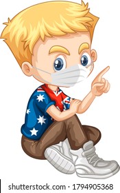 American boy character wearing mask illustration