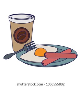 American breakfast food blue lines