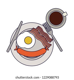 American breakfast on dish