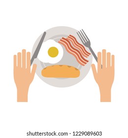 American breakfast on dish