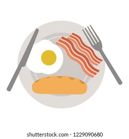 American breakfast on dish
