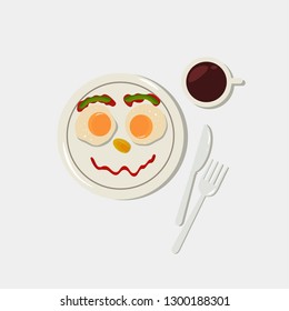 American breakfast, style, American breakfast concept, American breakfast with eggs and coffee