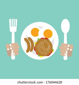 American Breakfast Vector Illustration