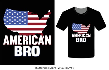 American bro, 4th of July t-shirt design vector illustration