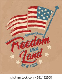 american broken flag / vintage flag design / original tee print design