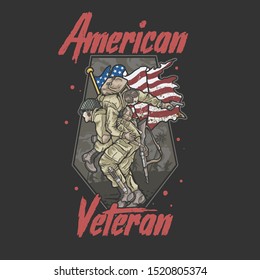 American Brotherhood Army Veteran Illustration Vector