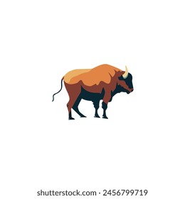 Clipart de búfalo americano o bisonte americano, Imagen de Vector aislado de estilo retro