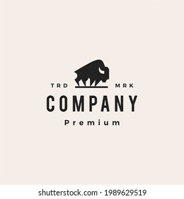 american buffalo bison hipster vintage logo vector icon illustration