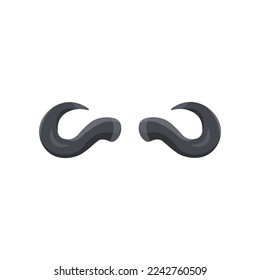 American buffalo horns vector illustrations set. Cartoon drawing of shape of horns of wild animal isolated on white background. Wildlife, hunting, decoration concept