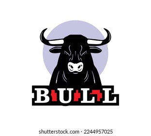 AMERICAN BULL LOGO, silhouette of strong big horn cattle vvector illustrations