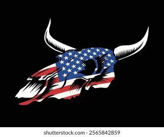 American Bull Skull Vector Illustration