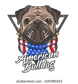 american bulldog flag bandana cute animal