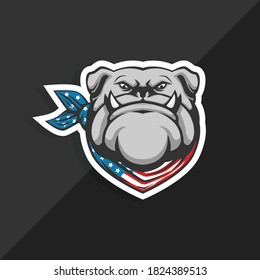 american bulldog flag bandana. mascot logo. vector illustration 