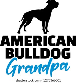 American Bulldog Grandpa silhouette in black