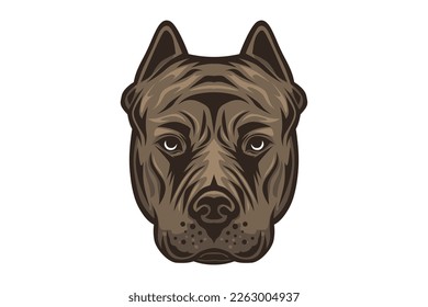 American bulldog head facing vector illustration