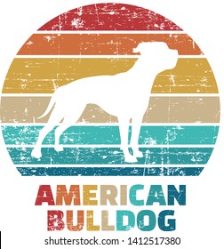 American Bulldog silhouette vintage and retro