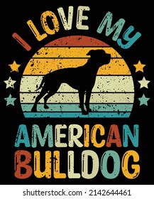 American Bulldog silhouette vintage and retro t-shirt design svg