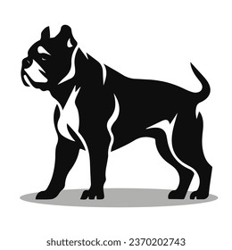 American Bulldog silhouettes and icons. Black flat color simple elegant American Bulldog animal vector and illustration.