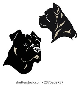 American Bulldog silhouettes and icons. Black flat color simple elegant American Bulldog animal vector and illustration.