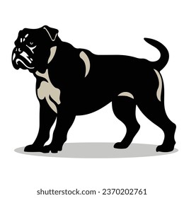 American Bulldog silhouettes and icons. Black flat color simple elegant American Bulldog animal vector and illustration.