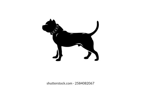 American Bully Dog, black isolated silhouette