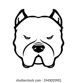 American bully dog emblem. American bully dog's head isolated on white.